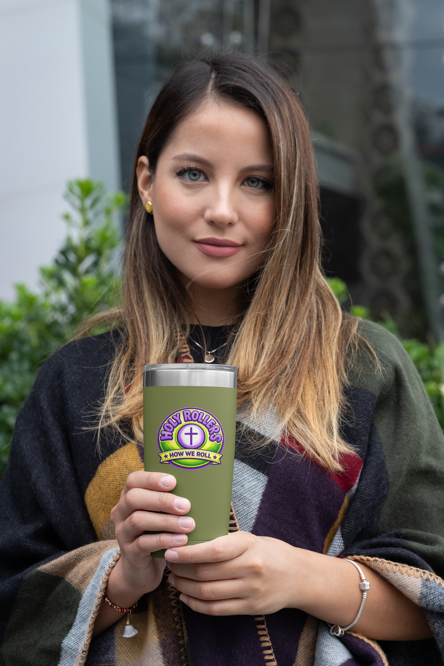 Holy Rollers Christian apparel: Holy Rollers cross logo Insulated Tumbler | Walk by Faith design Tumbler