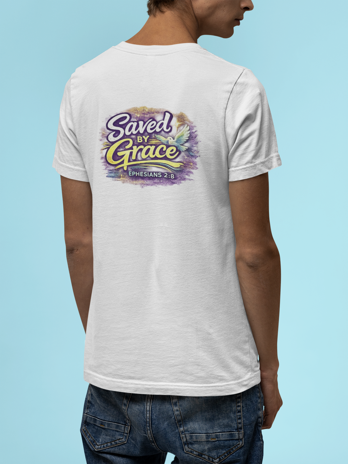 Holy Rollers Christian apparel: Saved by Grace Holy Rollers T-Shirt | Uplifted Confident Joyful Faith Tee