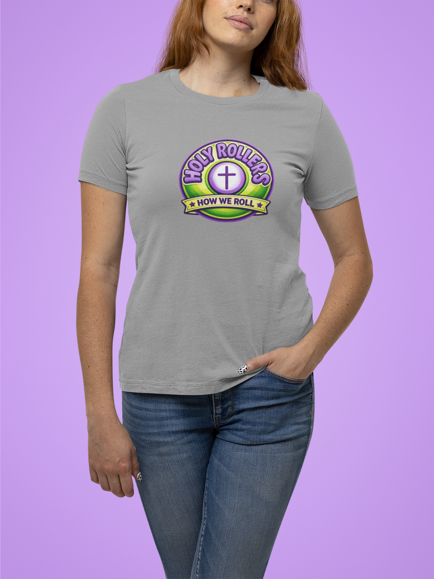 Holy Rollers Christian apparel: Saved by Grace Holy Rollers T-Shirt | Uplifted Confident Joyful Faith Tee