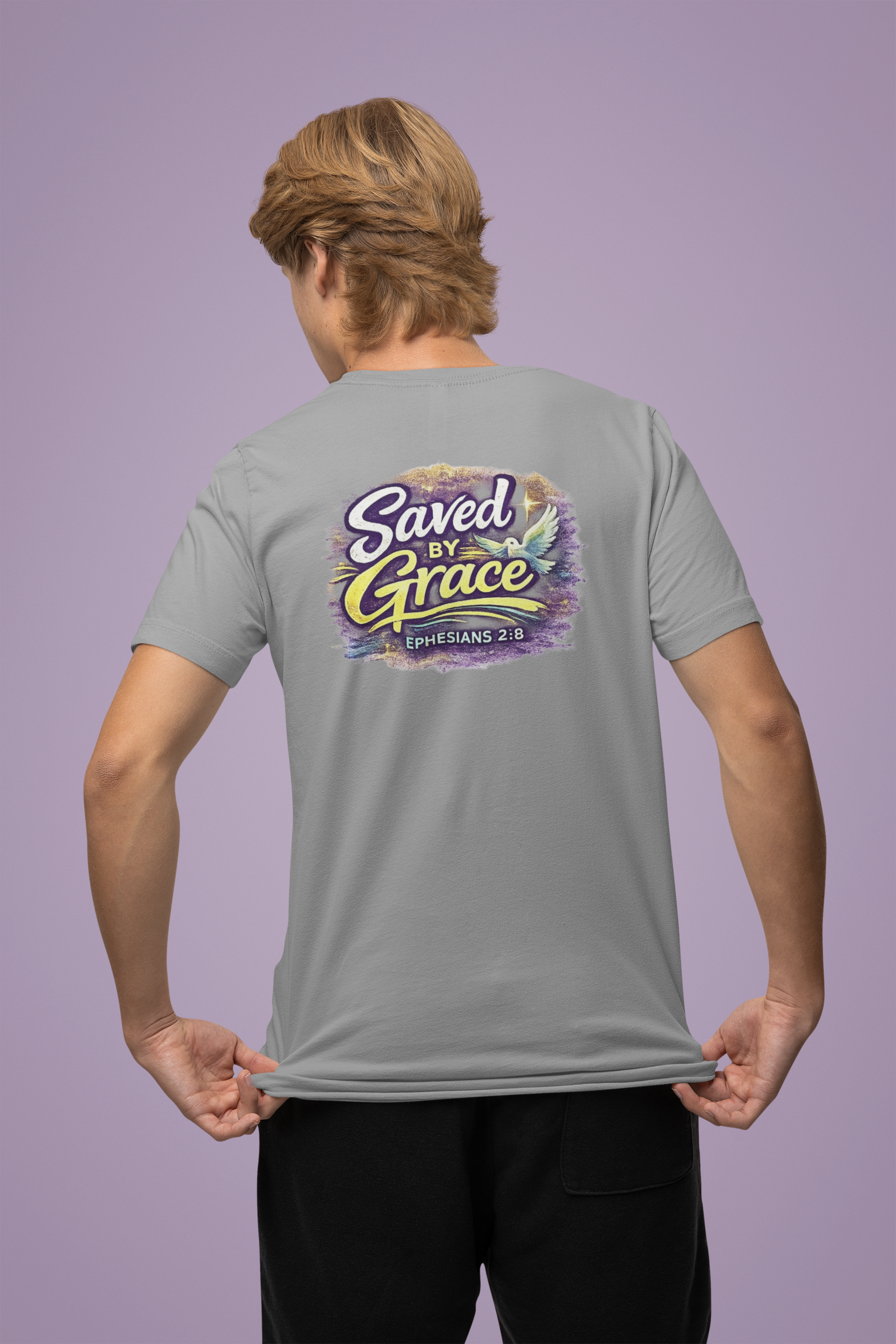Holy Rollers Christian apparel: Saved by Grace Holy Rollers T-Shirt | Uplifted Confident Joyful Faith Tee