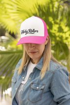 Holy Rollers Foam Trucker Hat | Script Logo, Colored Visor & Mesh on White