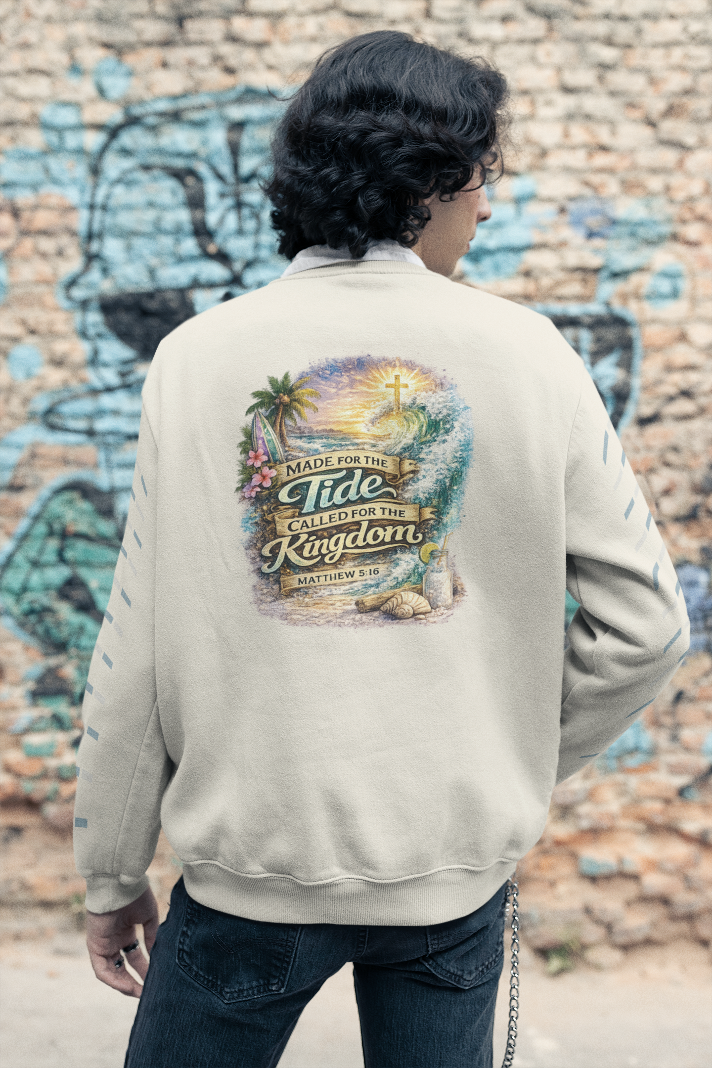 Holy Rollers Christian apparel: Holy Rollers Sweatshirt — "Made for the Tide, Called for the Kingdom" Christian Crewneck
