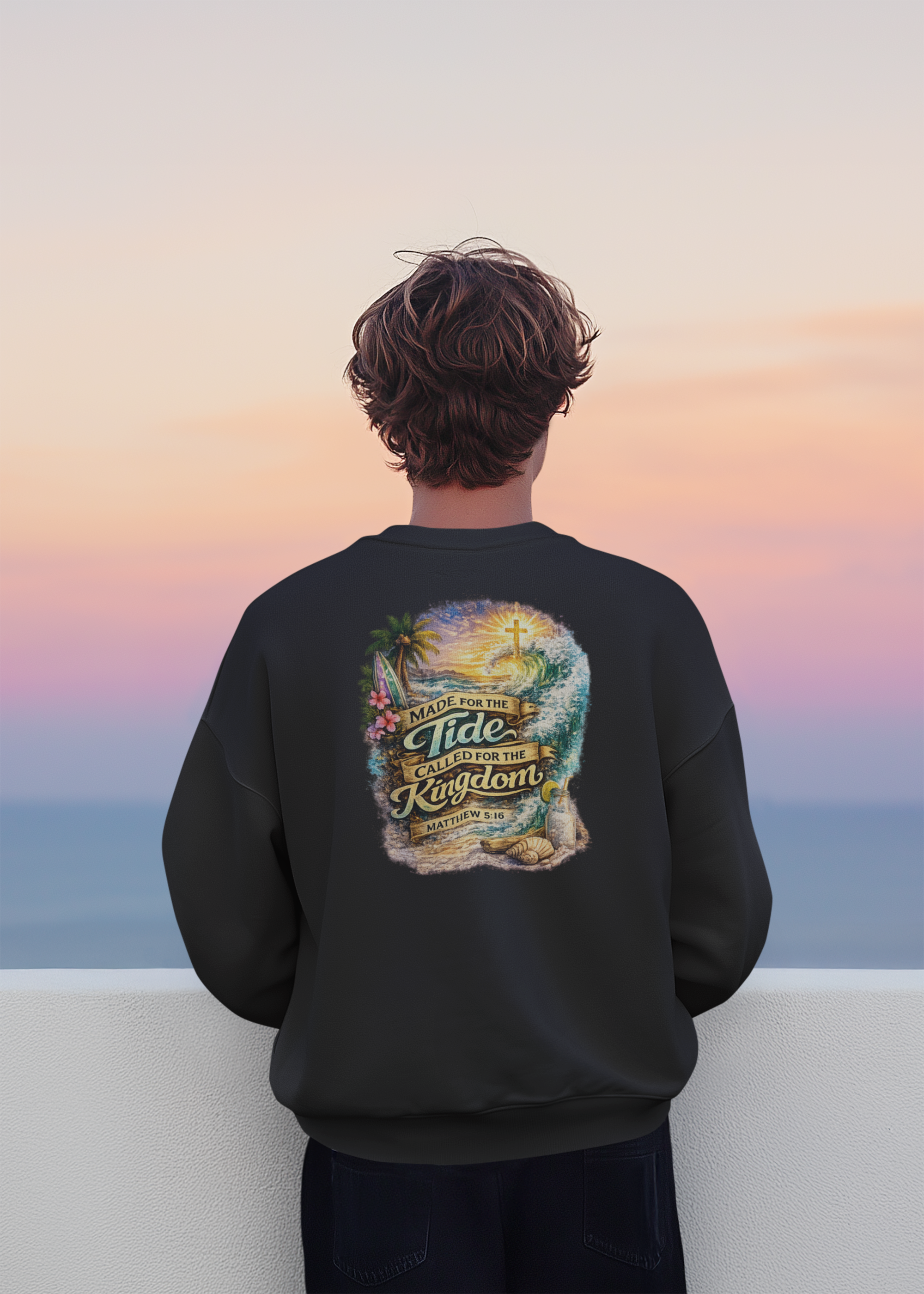 Holy Rollers Christian apparel: Holy Rollers Sweatshirt — "Made for the Tide, Called for the Kingdom" Christian Crewneck