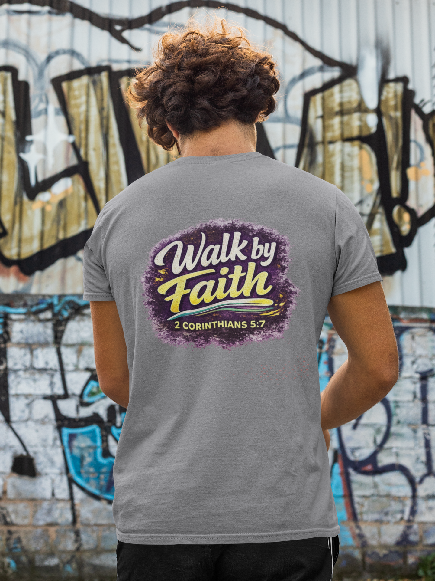 Holy Rollers Christian apparel: Walk by Faith Holy Rollers T-Shirt | Uplifted Confident Joyful Faith Tee