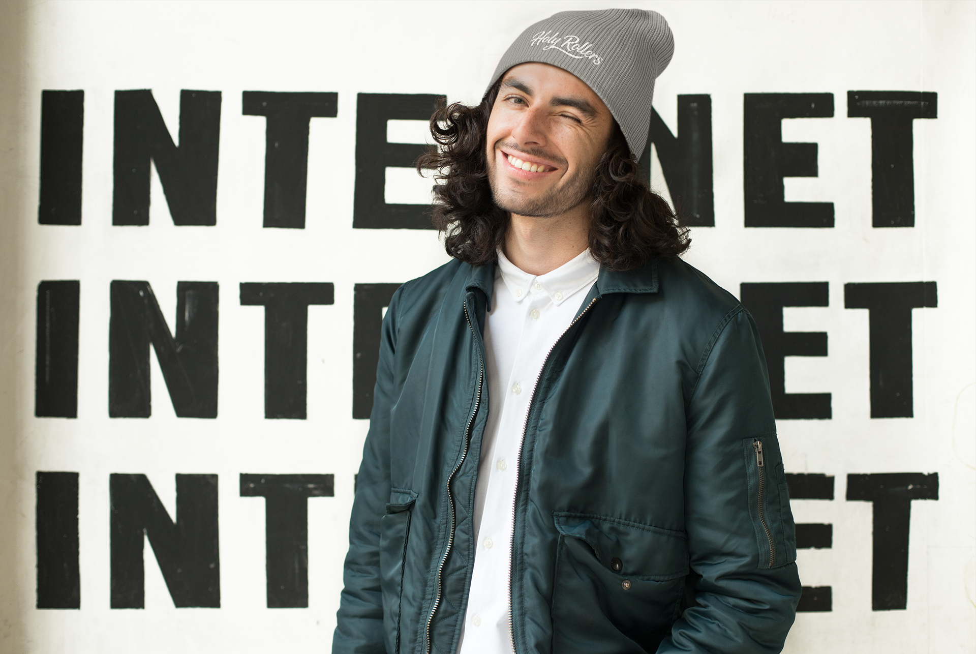 Holy Rollers Christian apparel: Embroidered 'Holy Rollers' Knit Beanie — Cozy Script  Hat