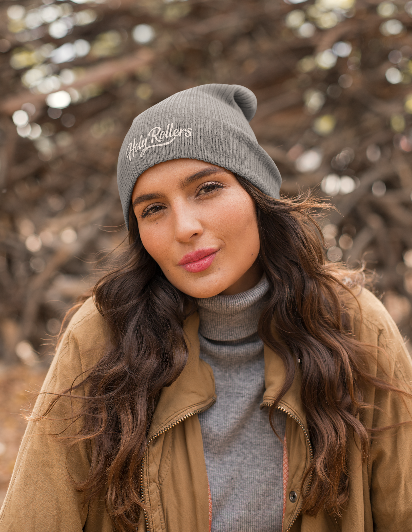 Holy Rollers Christian apparel: Embroidered 'Holy Rollers' Knit Beanie — Cozy Script  Hat