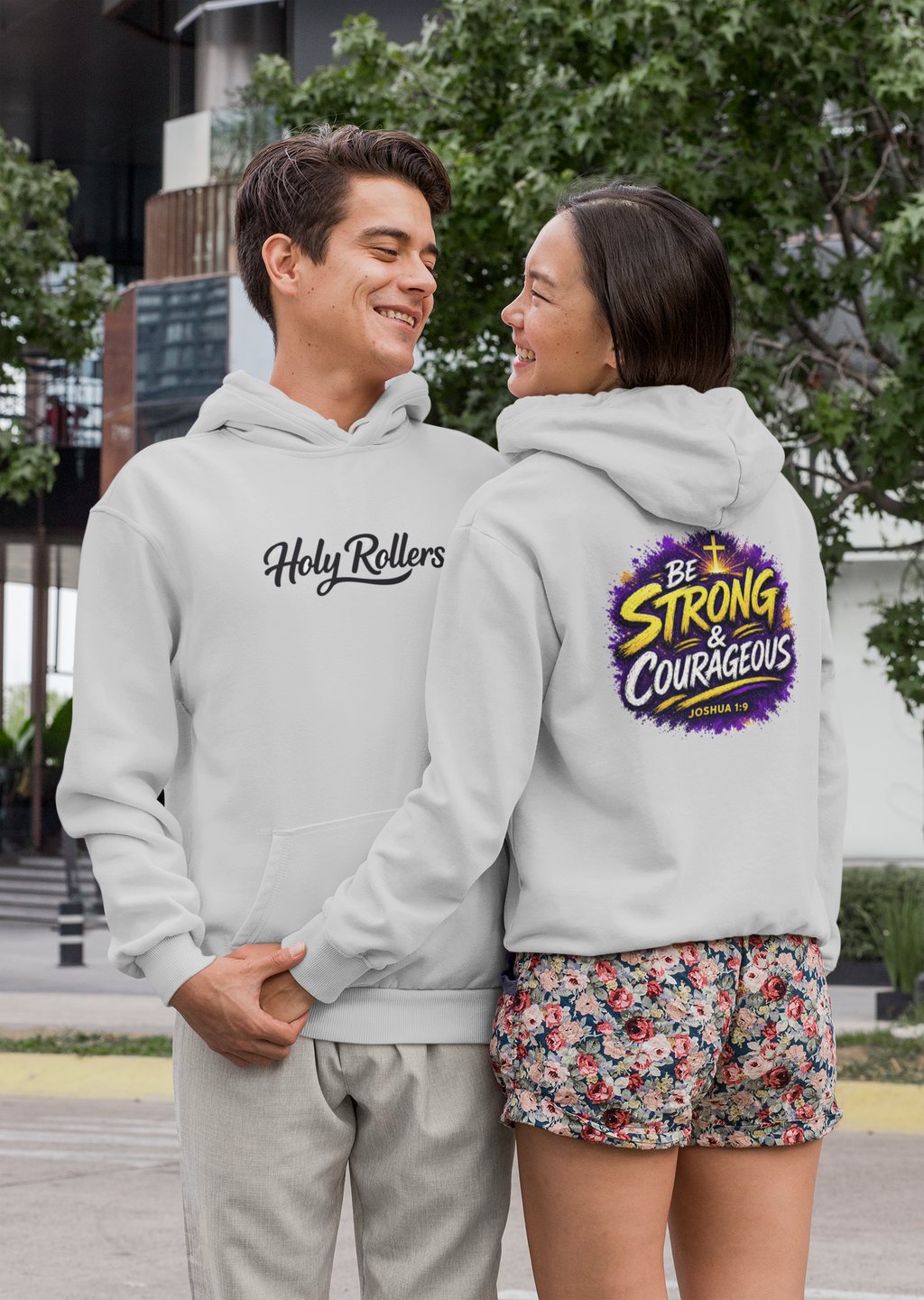 Holy Rollers Christian apparel thumbnail: Copy of  Holy Rollers Hoodie | Be Strong and Courageous