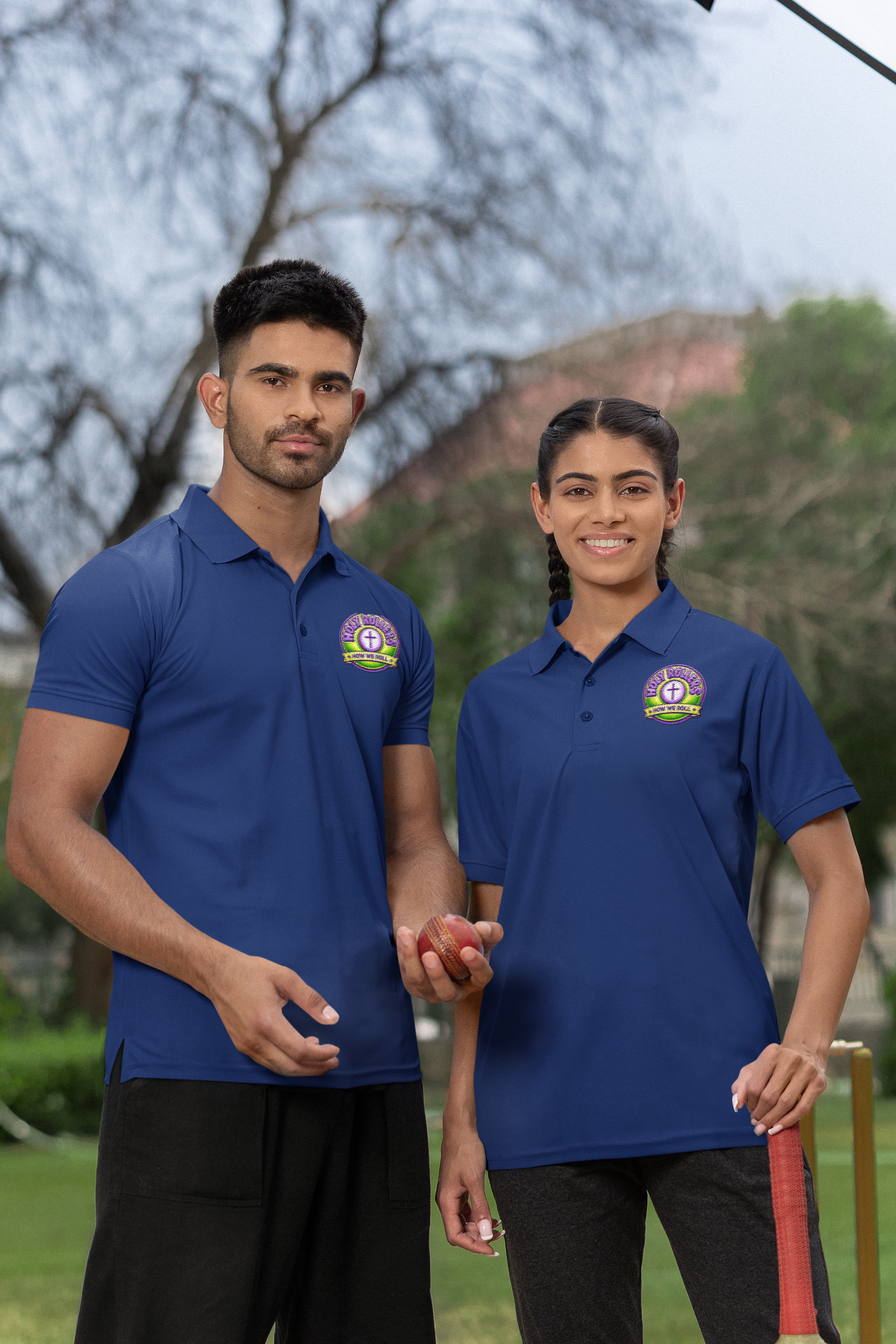 Holy Rollers Christian apparel: Holy Roller Cross logo Polo | Embroidered Club Shirt