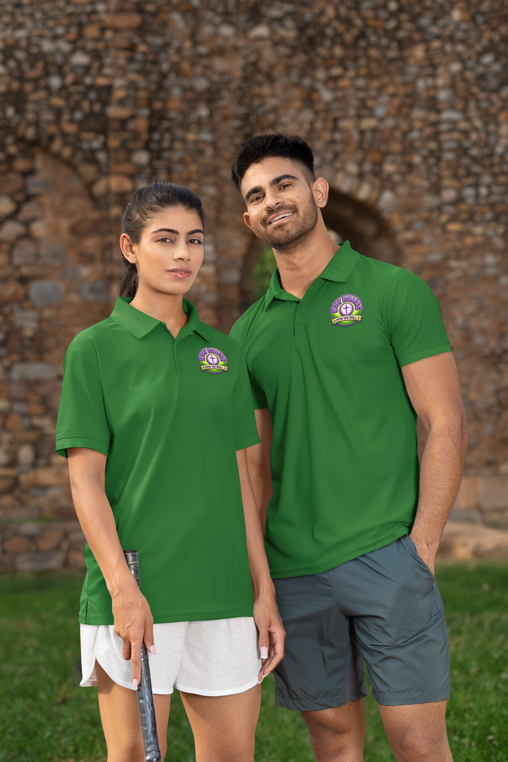 Holy Rollers Christian apparel thumbnail: Holy Roller Cross logo Polo | Embroidered Club Shirt