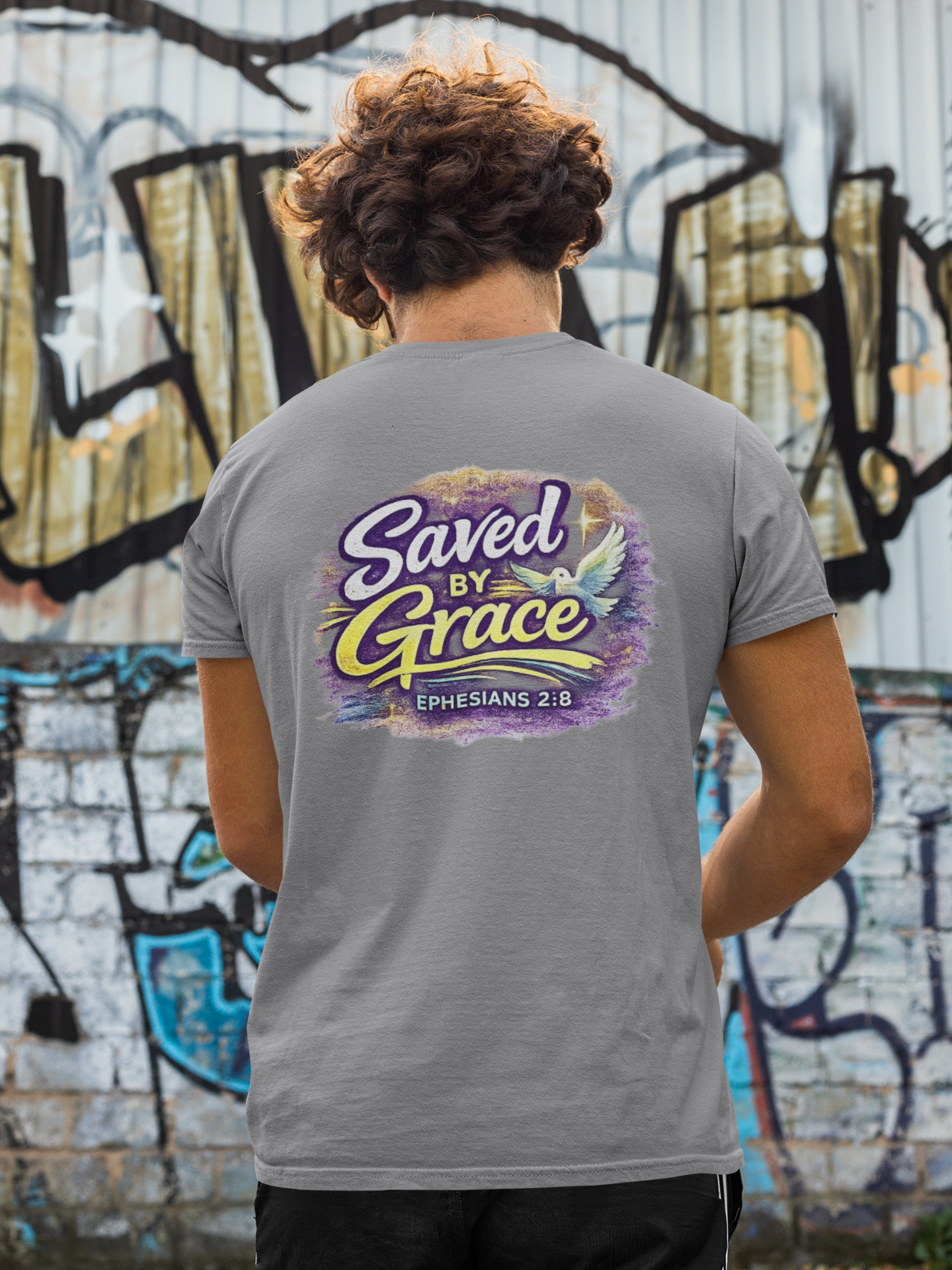 Holy Rollers Christian apparel: Holy Rollers Saved by Grace faith tee | Colorful Uplifting Gospel T-shirt