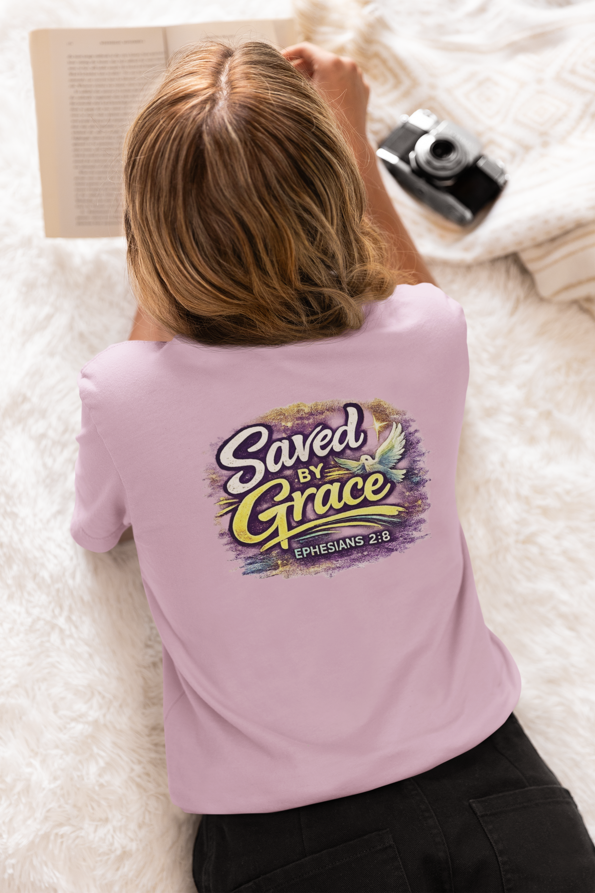 Holy Rollers Christian apparel: Holy Rollers Saved by Grace faith tee | Colorful Uplifting Gospel T-shirt