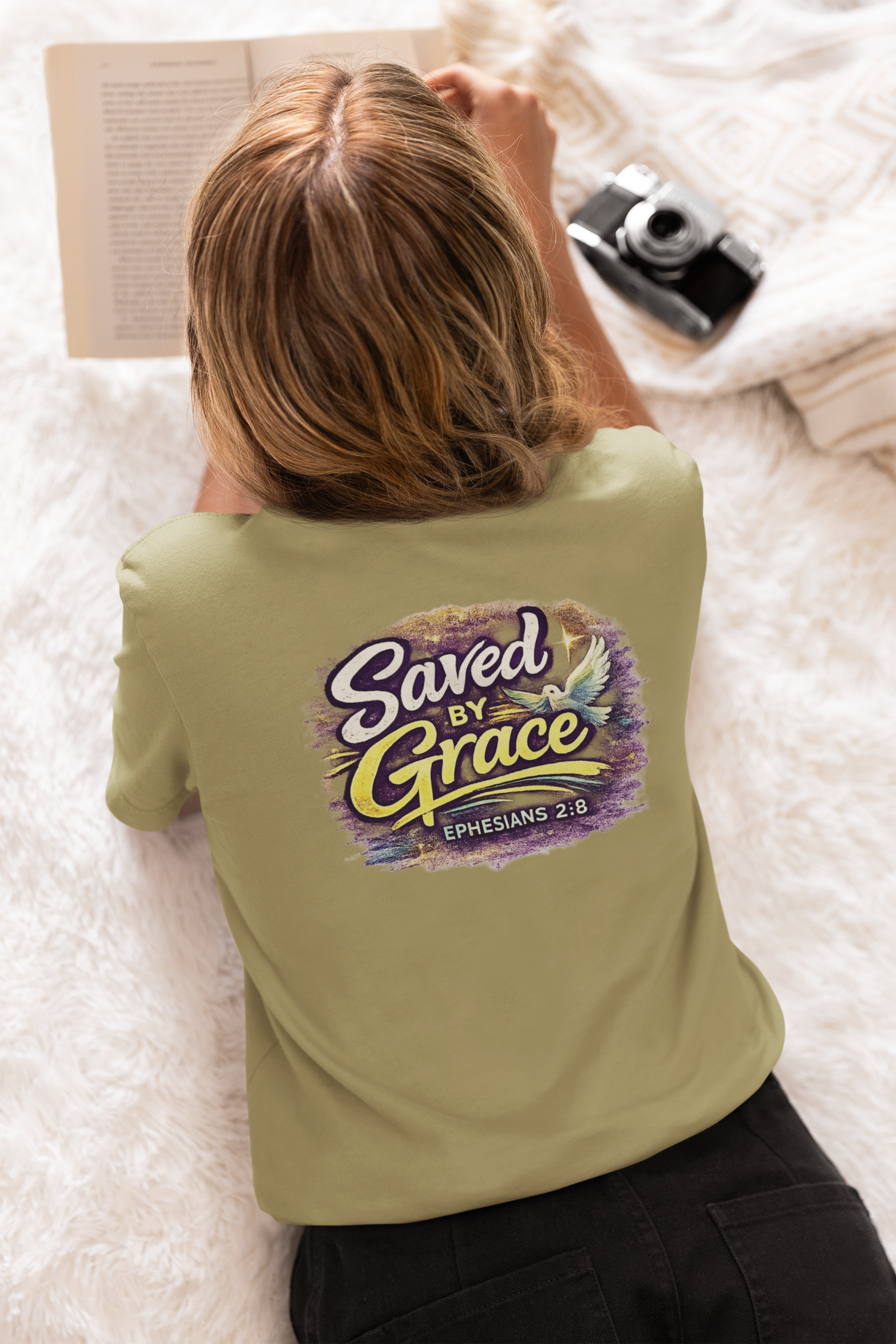 Holy Rollers Christian apparel: Holy Rollers Saved by Grace faith tee | Colorful Uplifting Gospel T-shirt
