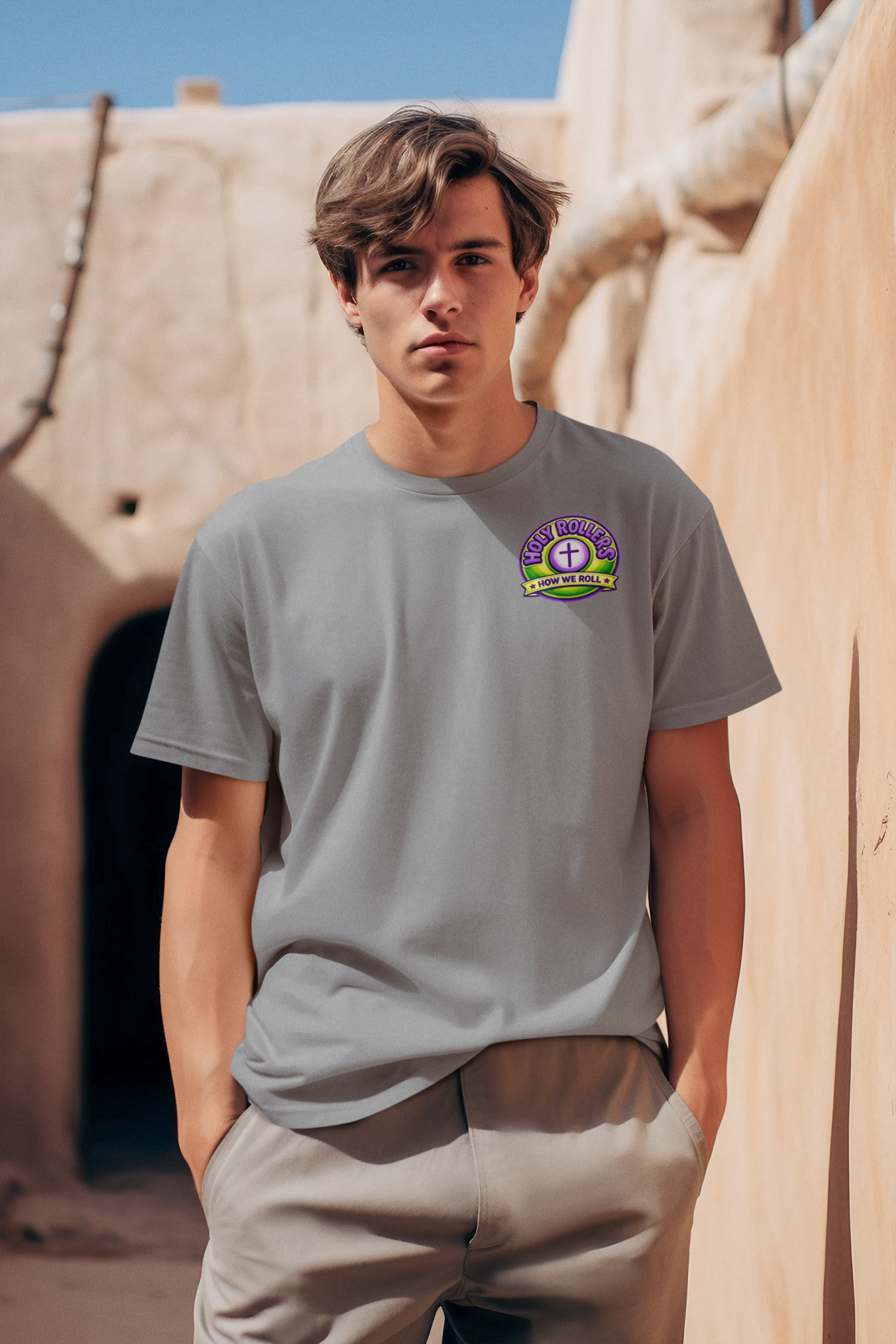 Holy Rollers Christian apparel: Holy Rollers Saved by Grace faith tee | Colorful Uplifting Gospel T-shirt