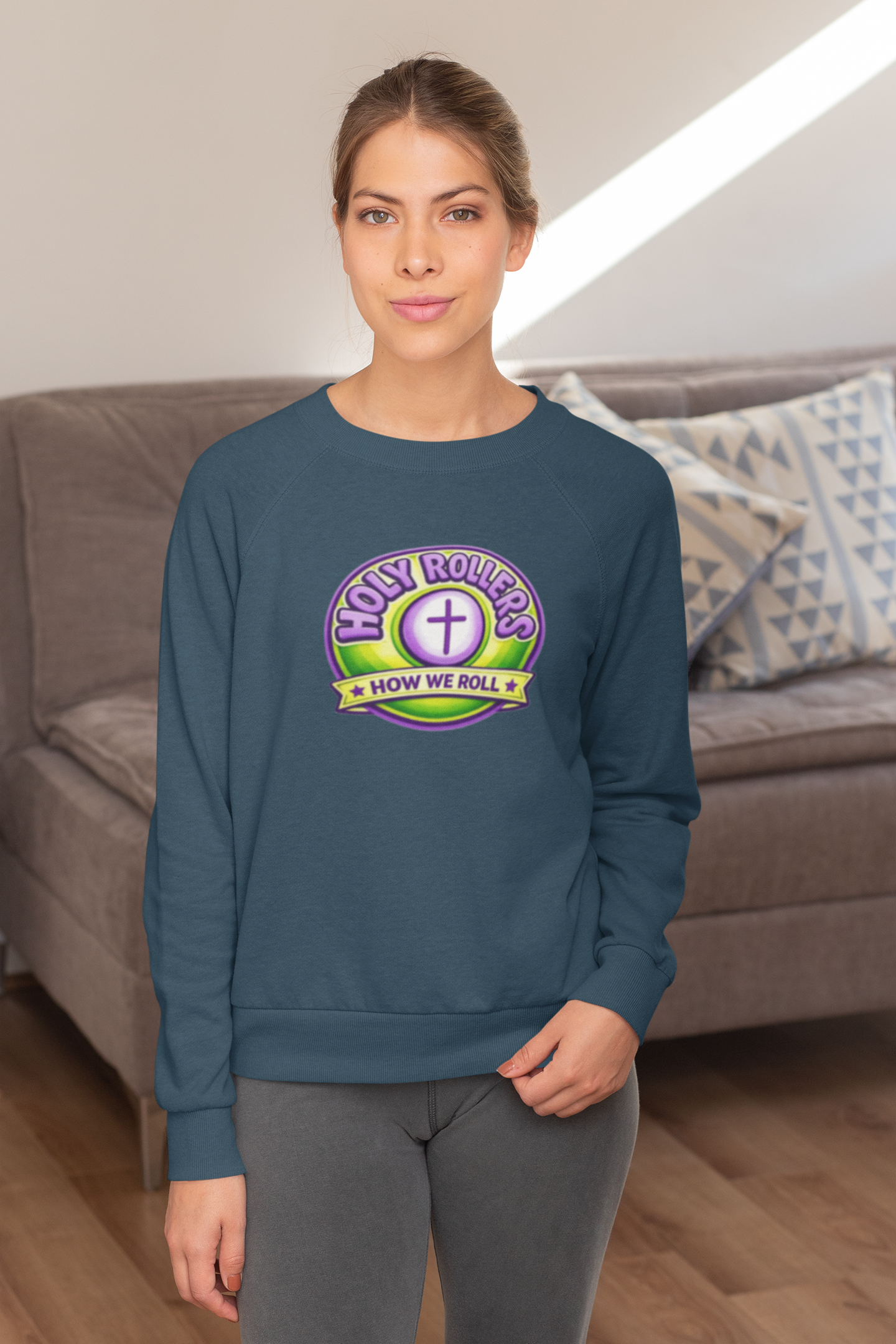 Holy Rollers Christian apparel: Holy Rollers How We Roll sweatshirt | Christian faith crewneck