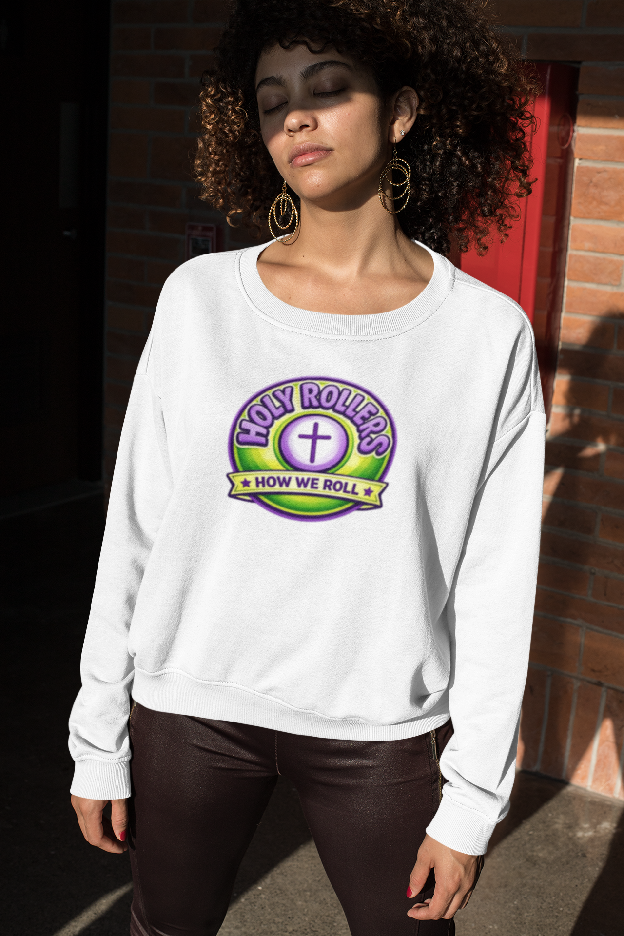 Holy Rollers Christian apparel: Holy Rollers How We Roll sweatshirt | Christian faith crewneck
