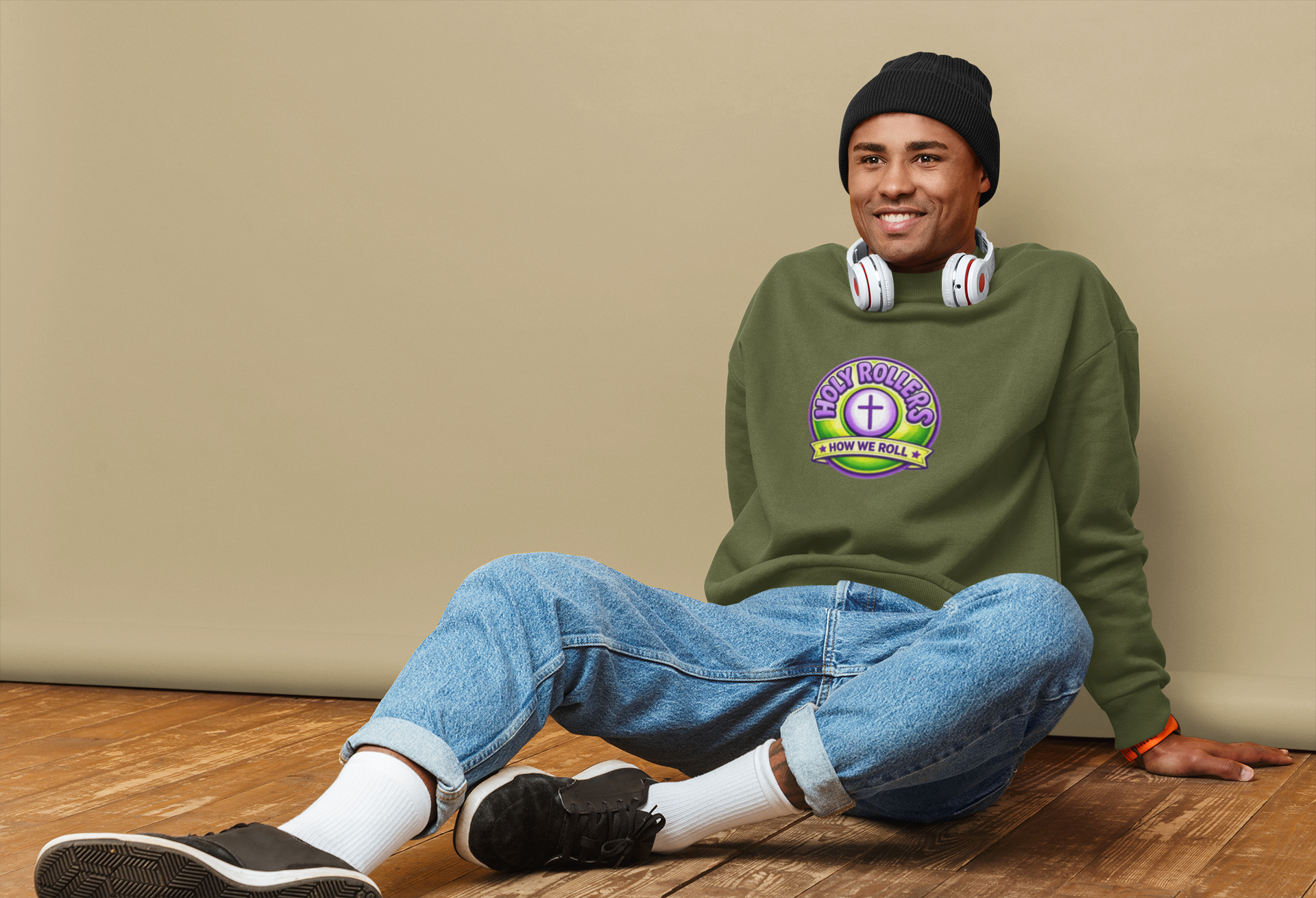Holy Rollers Christian apparel: Holy Rollers How We Roll sweatshirt | Christian faith crewneck
