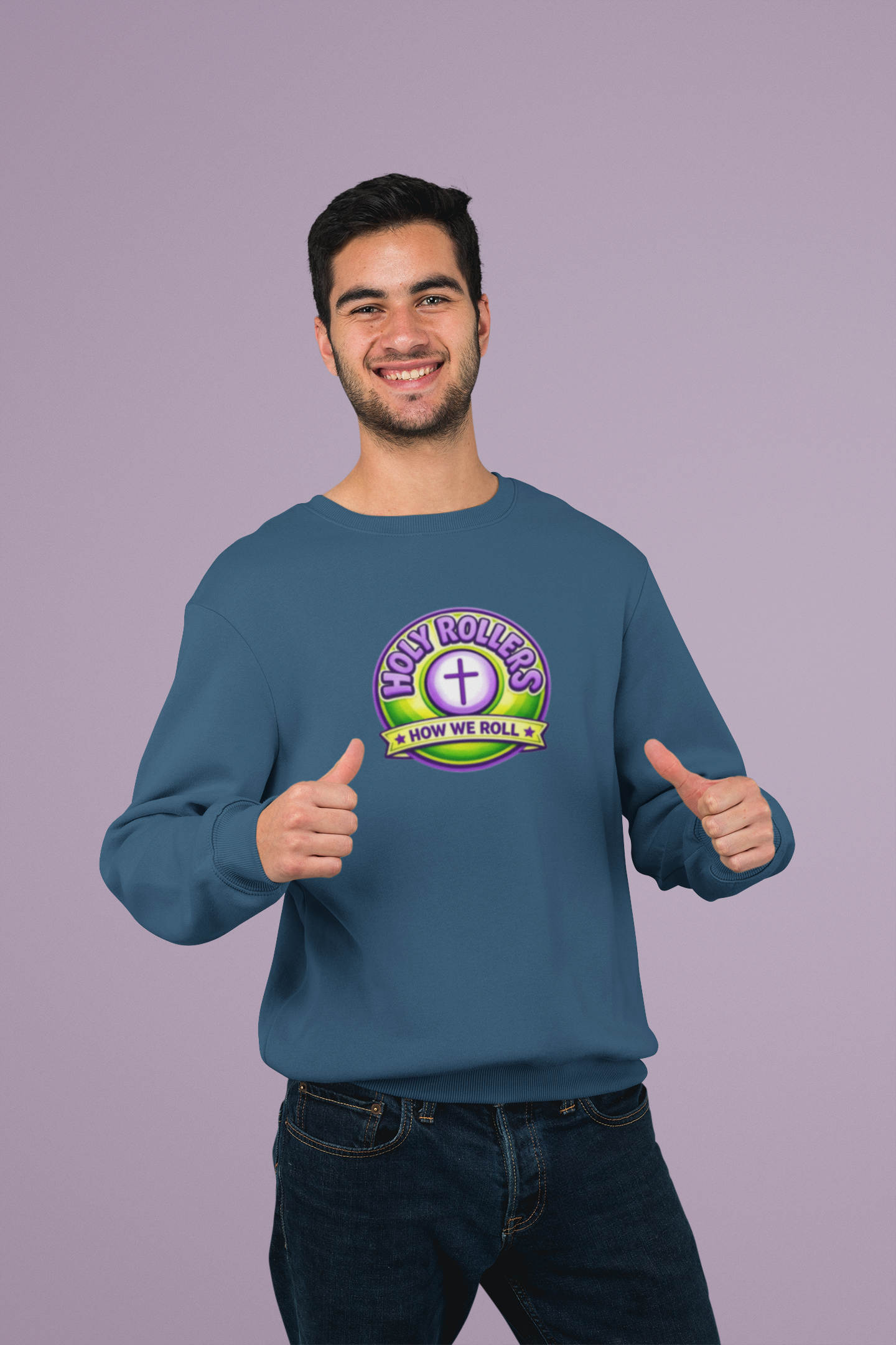 Holy Rollers Christian apparel: Holy Rollers How We Roll sweatshirt | Christian faith crewneck