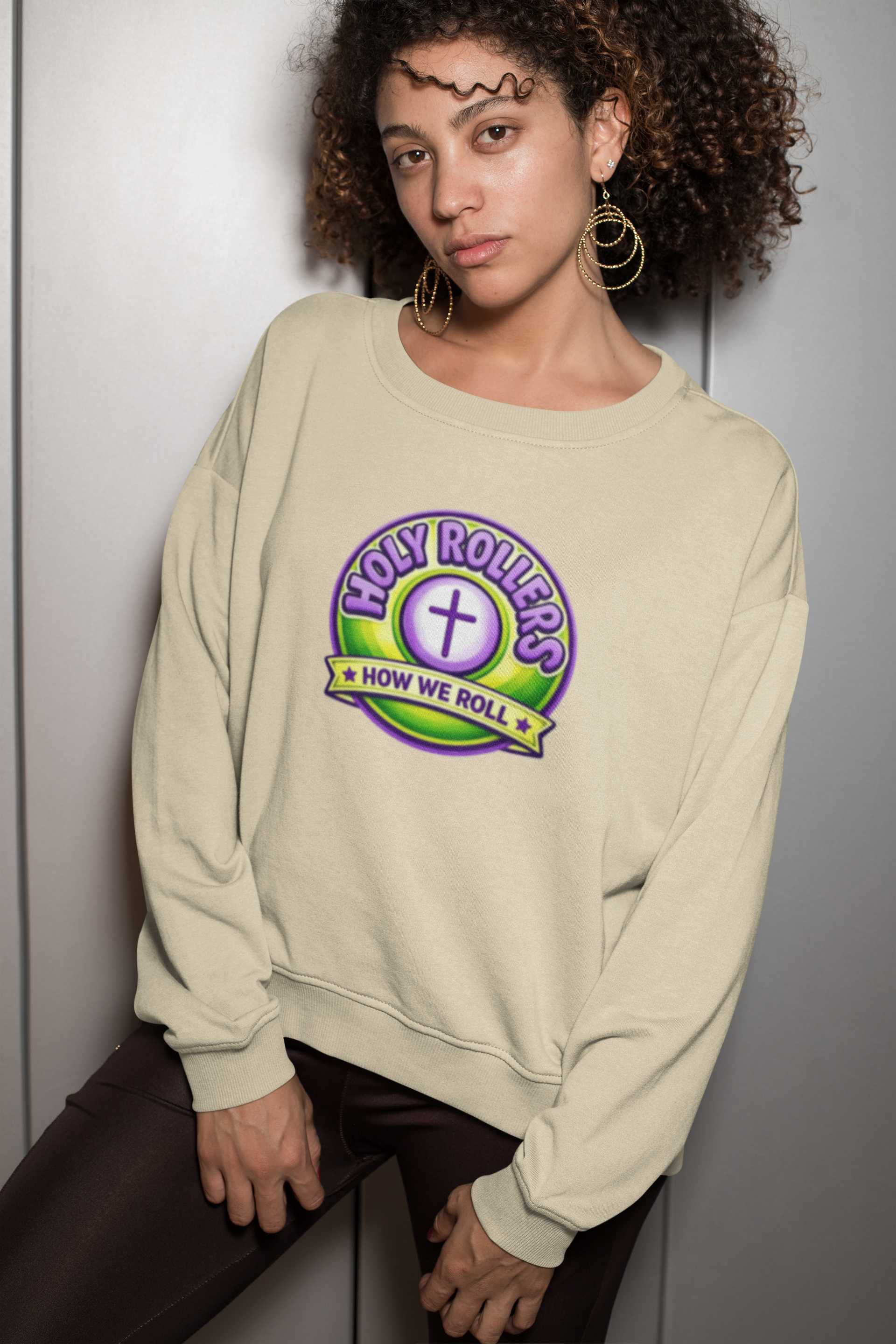 Holy Rollers Christian apparel: Holy Rollers How We Roll sweatshirt | Christian faith crewneck