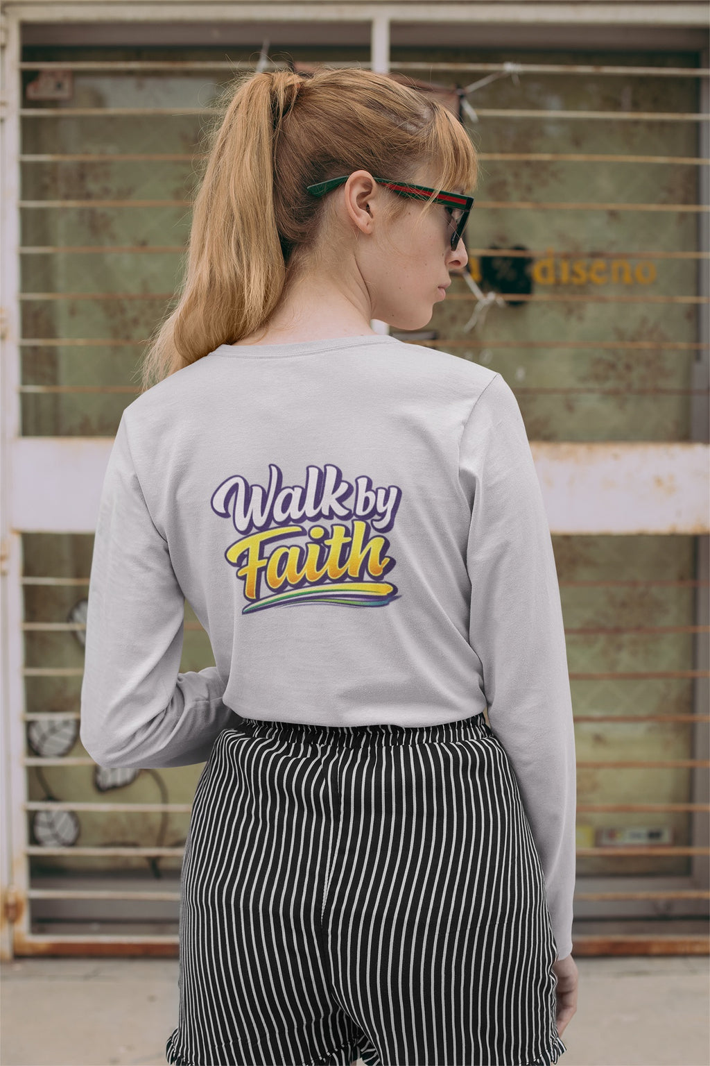 Holy Rollers Christian apparel thumbnail: Holy Rollers graphic long sleeve tee | Walk by Faith design
