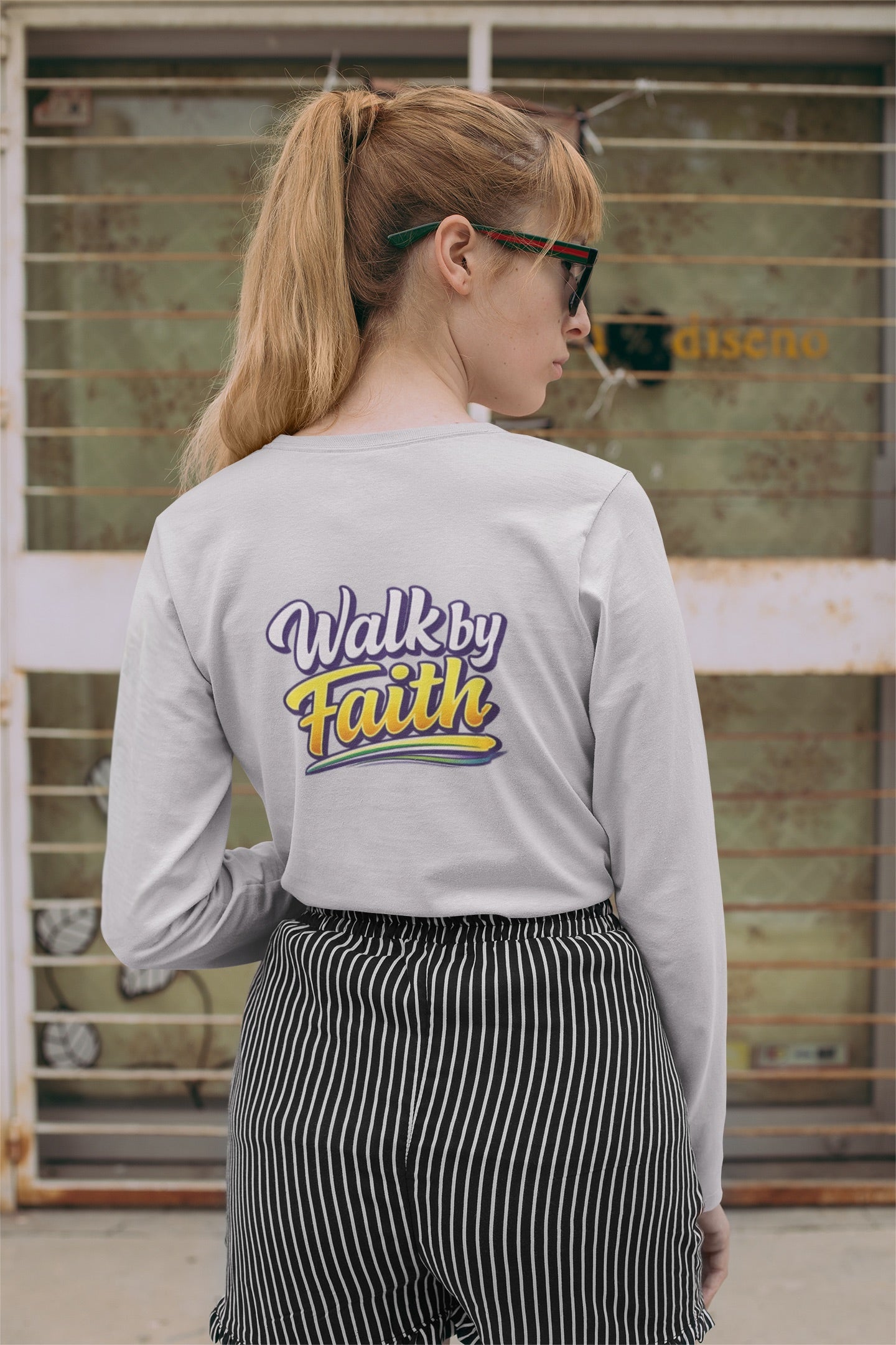 Holy Rollers Christian apparel: Holy Rollers graphic long sleeve tee | Walk by Faith design