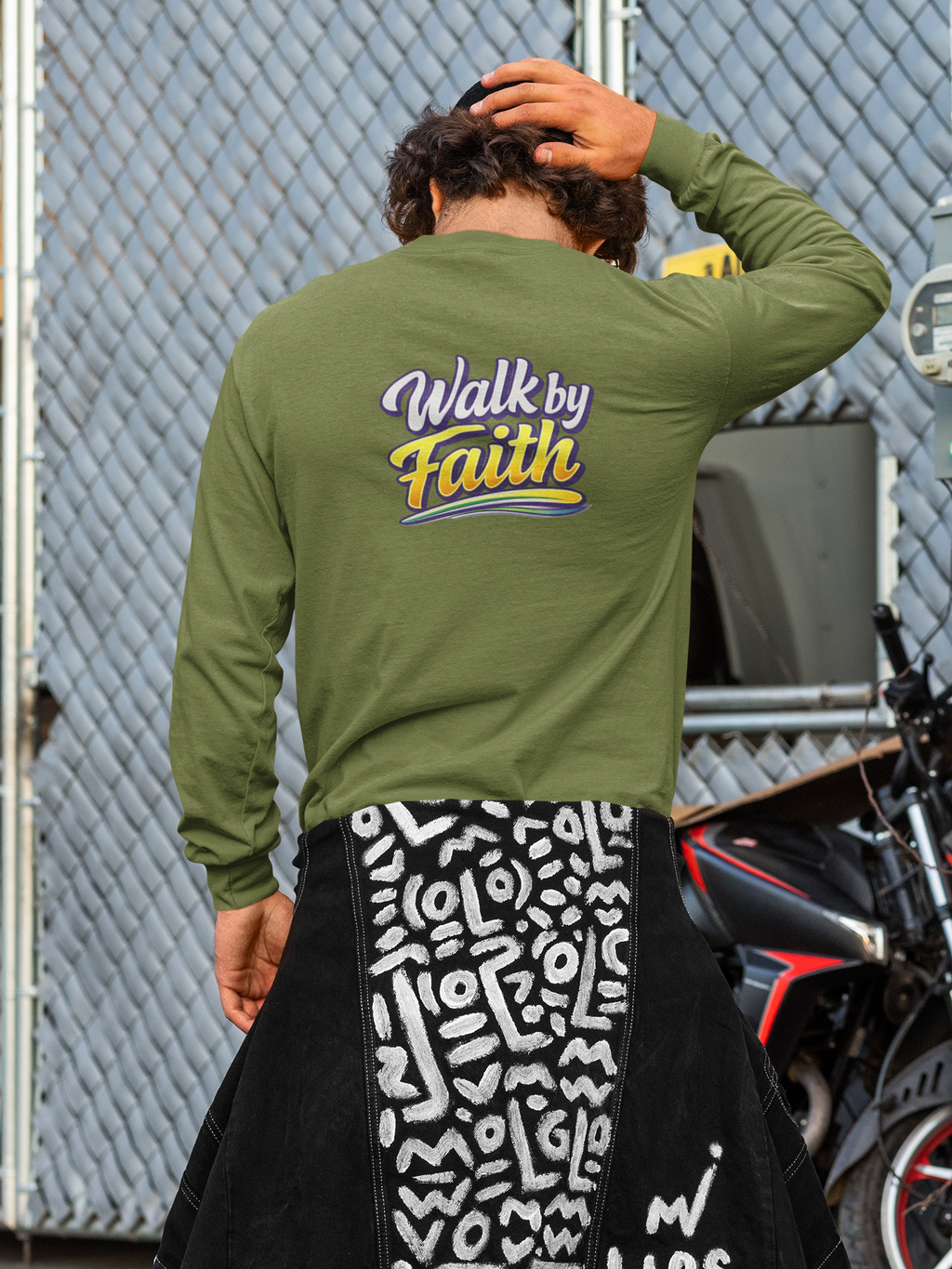 Holy Rollers Christian apparel thumbnail: Holy Rollers graphic long sleeve tee | Walk by Faith design