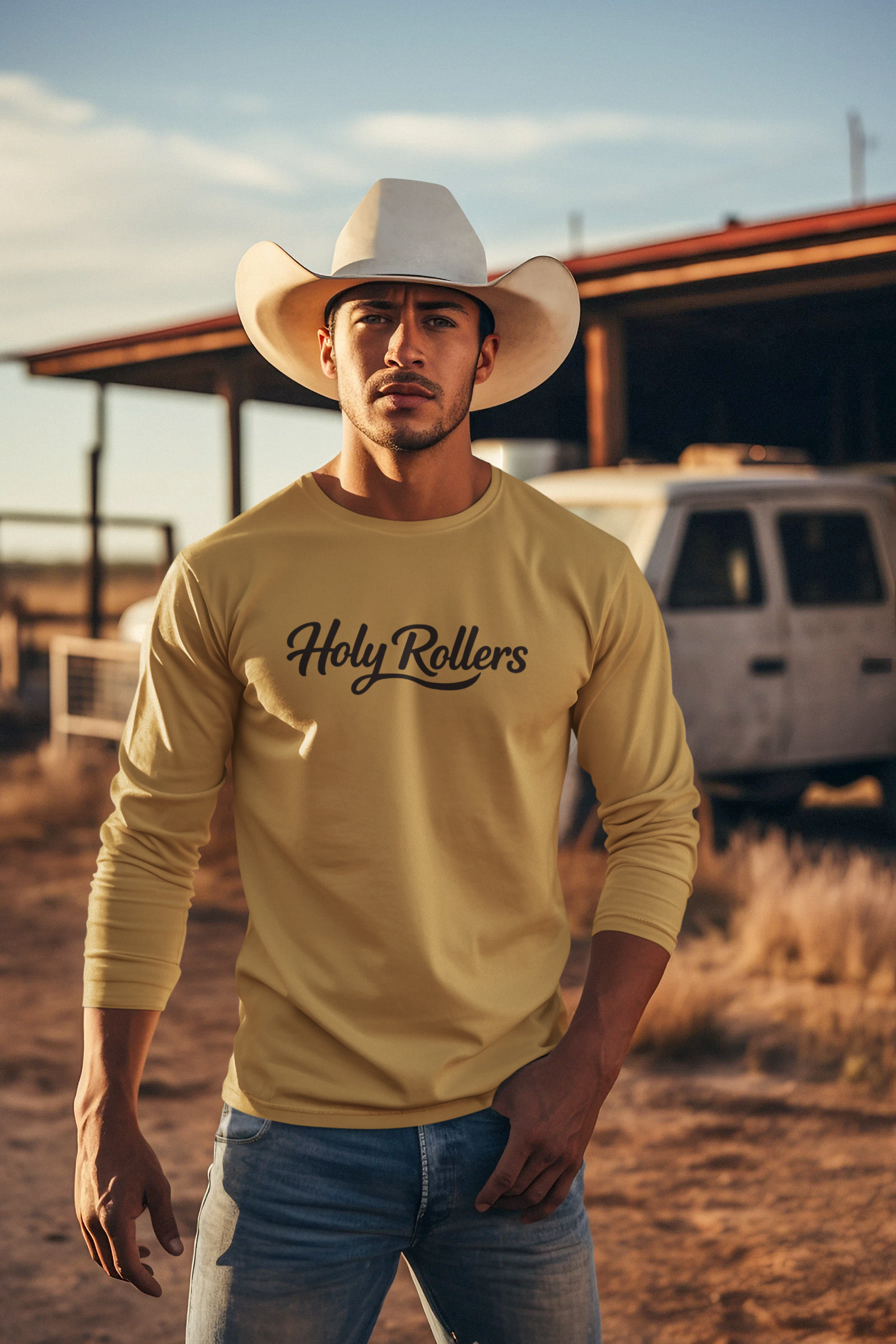 Holy Rollers Christian apparel: Holy Rollers graphic long sleeve tee | Walk by Faith design