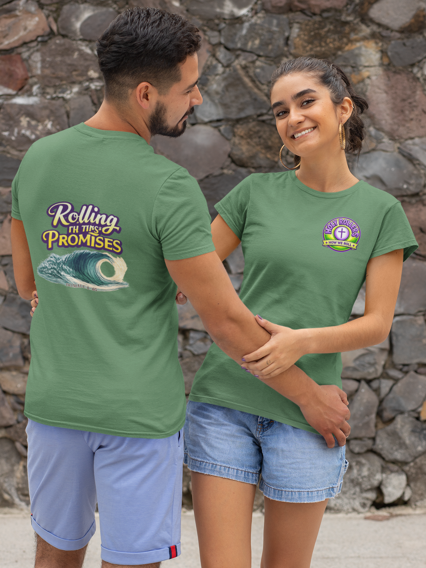 Holy Rollers Christian apparel: Rolling in His Promises Holy Rollers T-shirt | Joyful Faith Christian Message