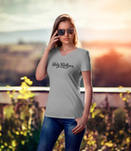 Holy Rollers word-logo t-shirt | Holy Rollers How We Roll V-neck