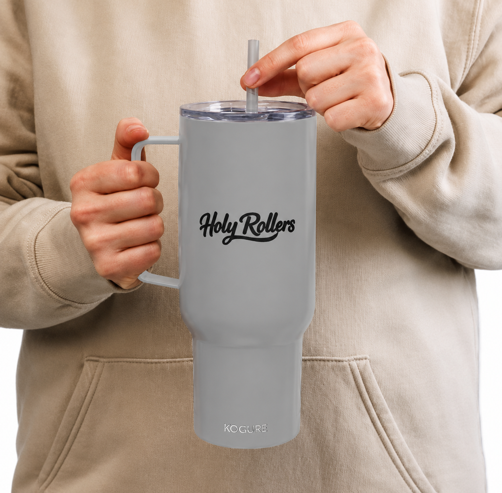 Holy Rollers Christian apparel thumbnail: Holy Rollers Logo Tumbler | 40oz Insulated Travel Mug with Handle