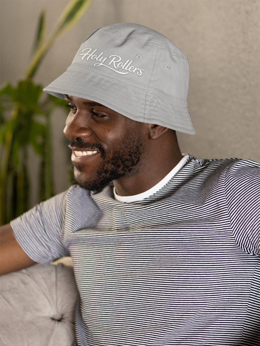 Holy Rollers Christian apparel thumbnail: Holy Rollers Embroidered Bucket Hat — Brown Casual Faith-Inspired Sun Hat