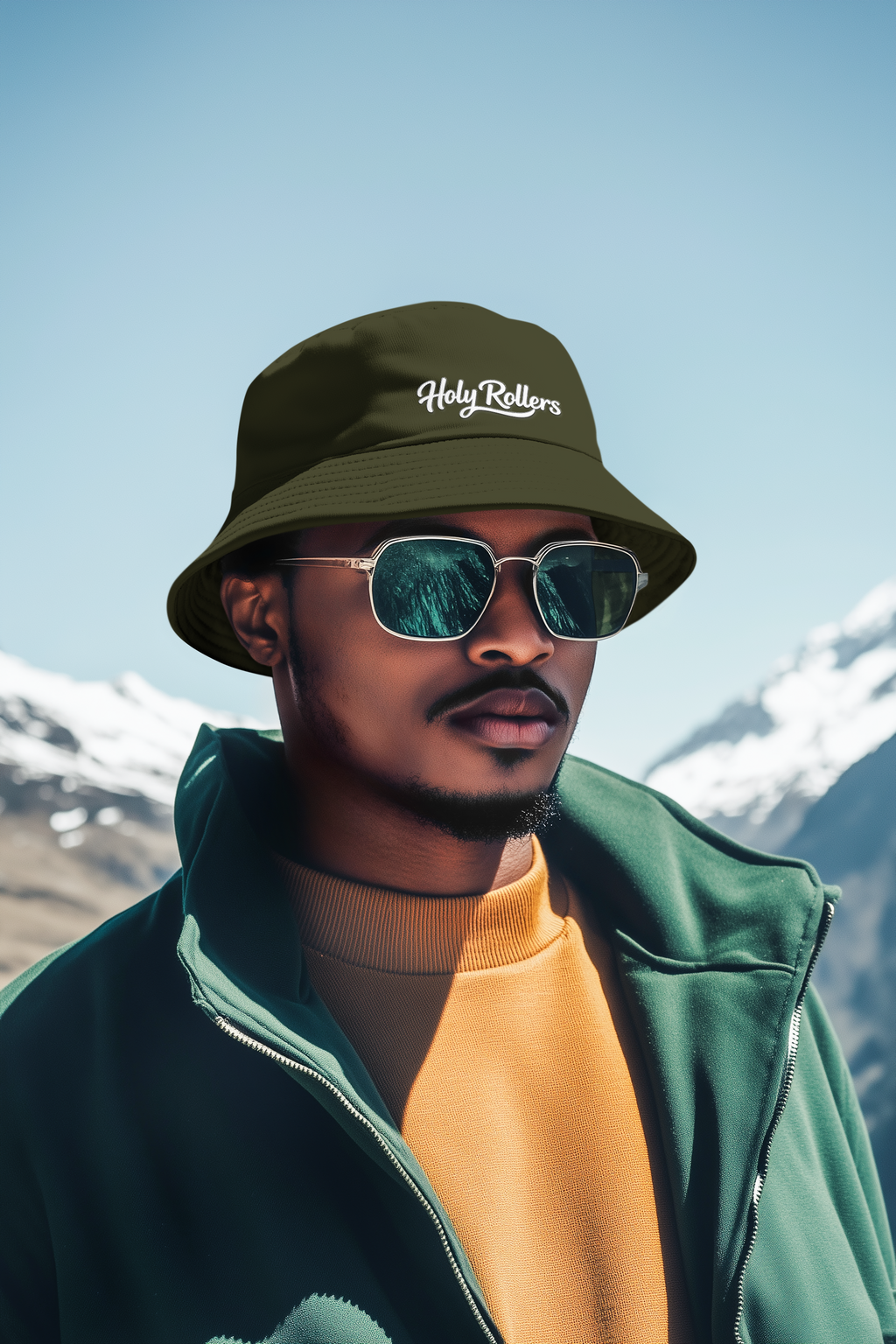 Holy Rollers Christian apparel thumbnail: Holy Rollers Embroidered Bucket Hat — Brown Casual Faith-Inspired Sun Hat