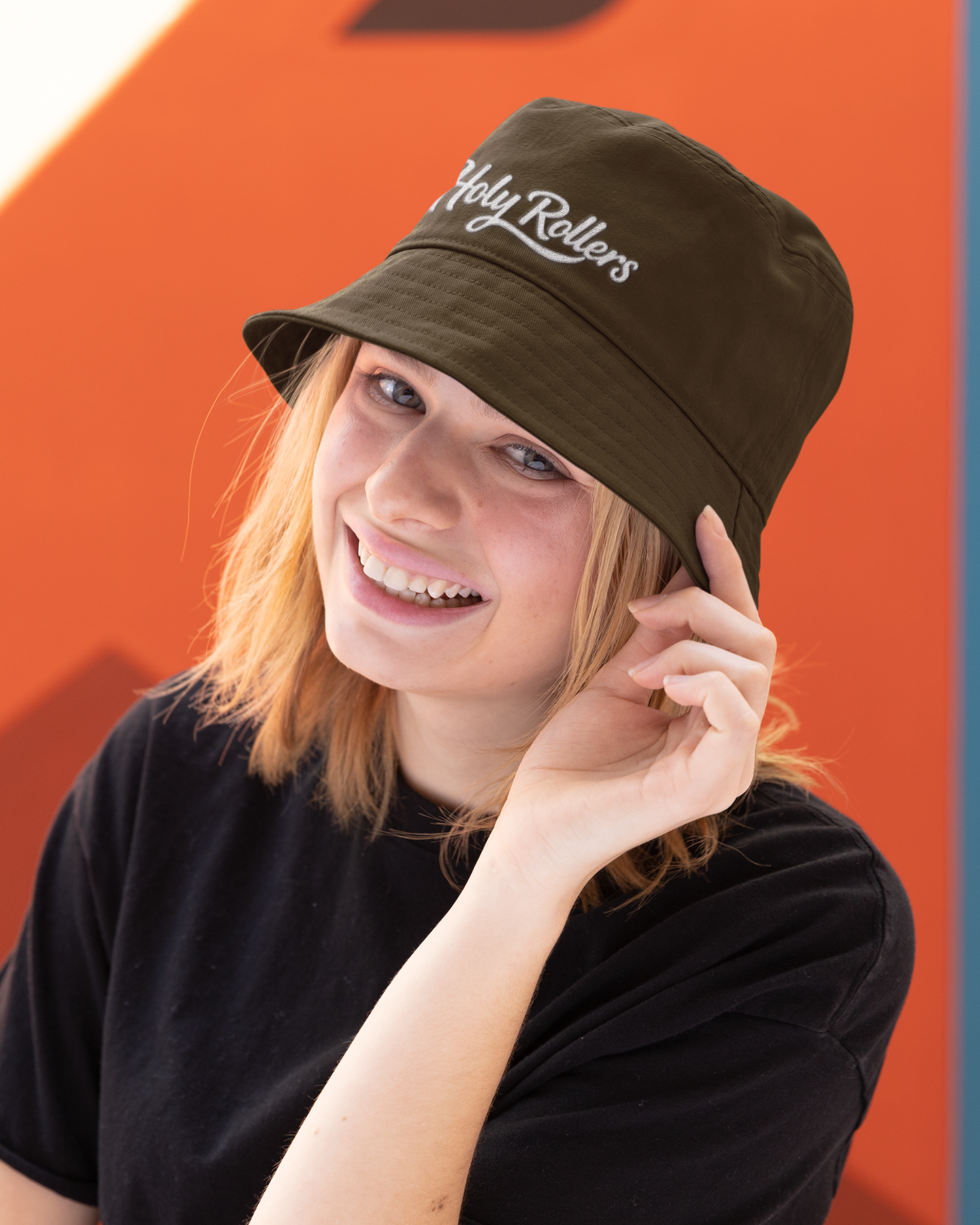 Holy Rollers Christian apparel: Holy Rollers Embroidered Bucket Hat — Brown Casual Faith-Inspired Sun Hat