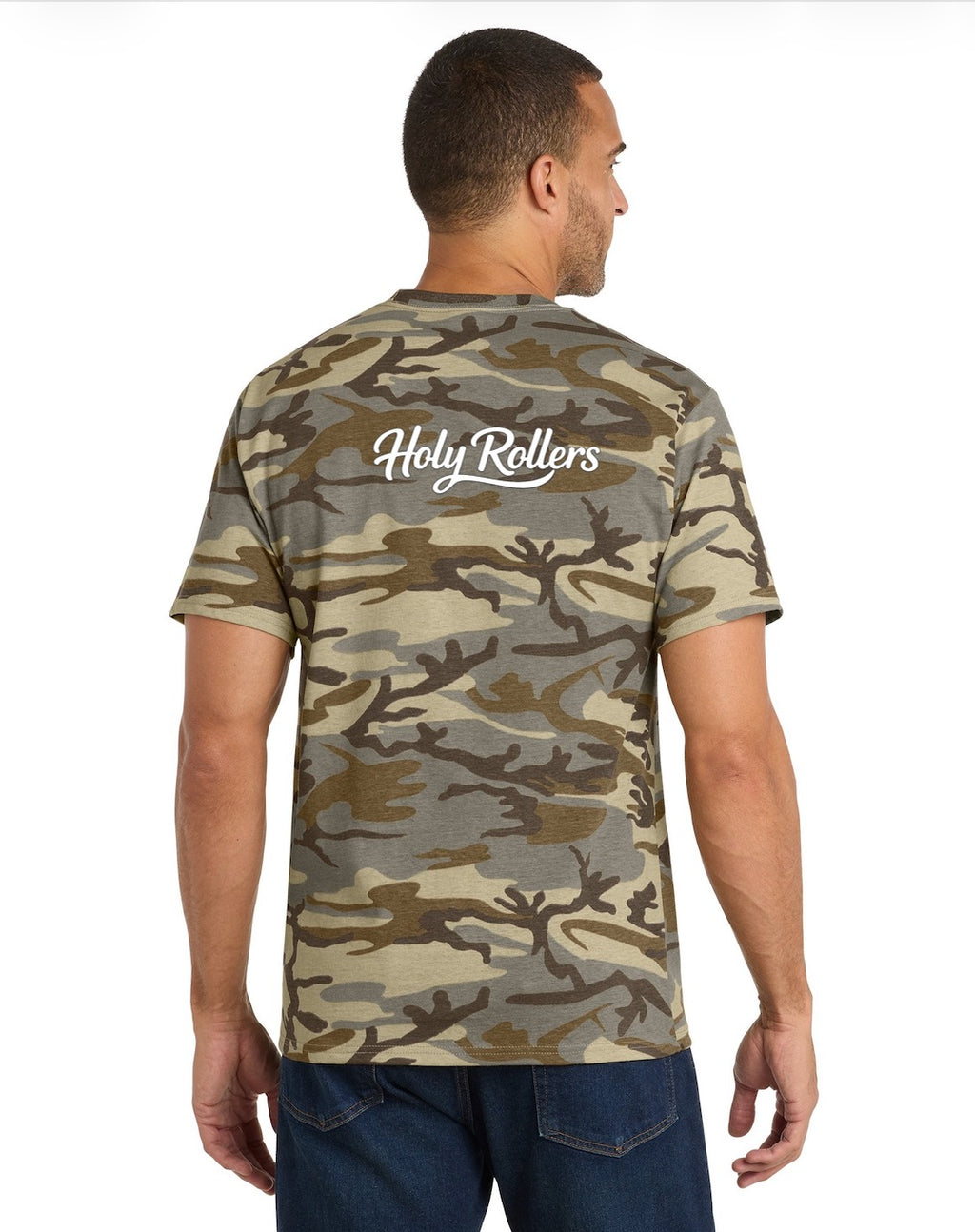 Holy Rollers Christian apparel thumbnail: Faith Camo Cotton Tee - Holy Rollers Sporty Cotton T-shirt