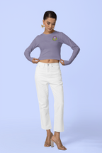 Crop Long Sleeve Tee — Women's FWD Fashion Crop Top with Small Chest Logo
