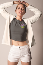Crop Long Sleeve Tee — Women's FWD Fashion Crop Top with Small Chest Logo