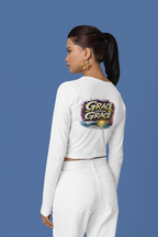 Crop Long Sleeve Tee — Women's FWD Fashion Crop Top with Small Chest Logo