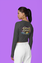 Crop Long Sleeve Tee — Women's FWD Fashion Crop Top with Small Chest Logo