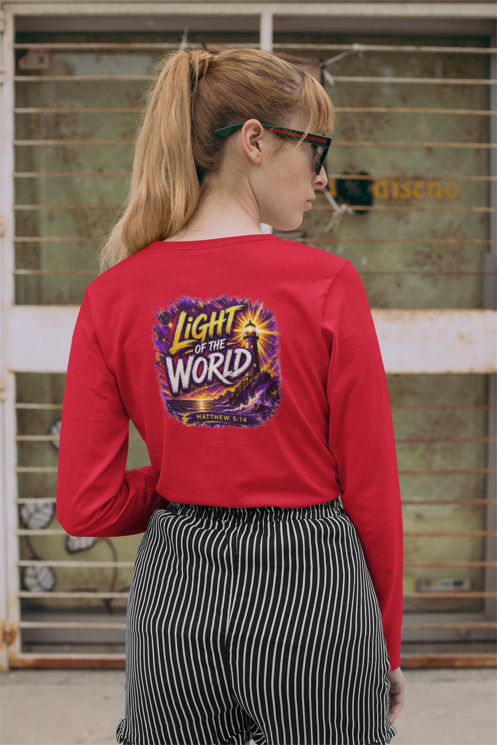 Holy Rollers Christian apparel thumbnail: Holy Rollers Performance Long Sleeve — "Light of the World" Christian Shirt