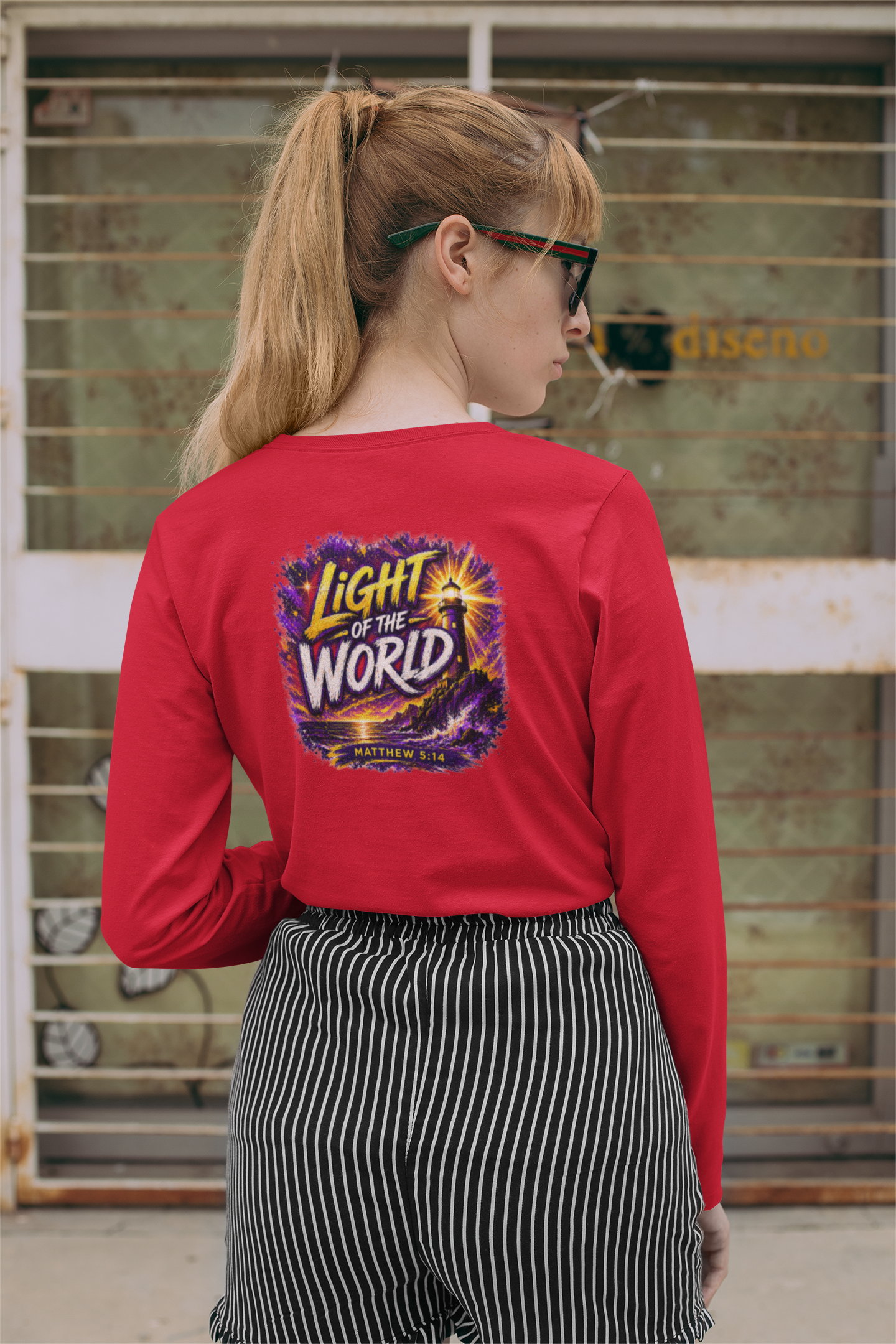 Holy Rollers Christian apparel: Holy Rollers Performance Long Sleeve — "Light of the World" Christian Shirt
