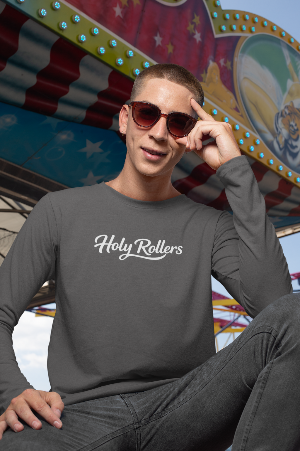 Holy Rollers Christian apparel thumbnail: Holy Rollers Performance Long Sleeve — "Light of the World" Christian Shirt