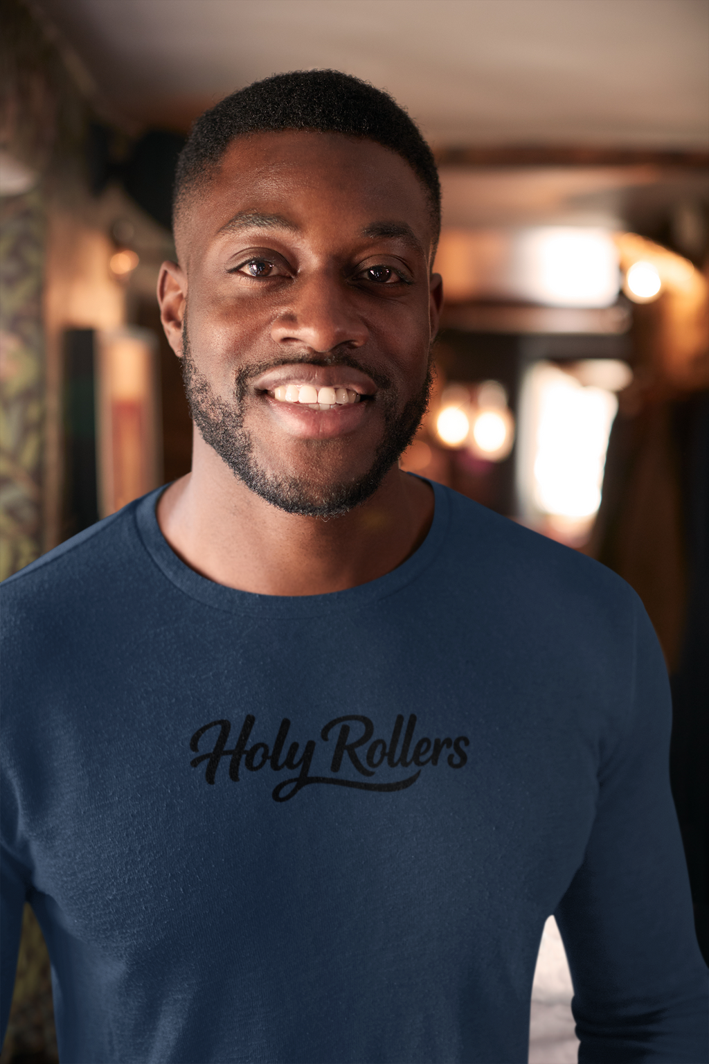 Holy Rollers Christian apparel thumbnail: Holy Rollers Performance Long Sleeve — "Not Perfect Just Forgiven" Beach Christian Shirt