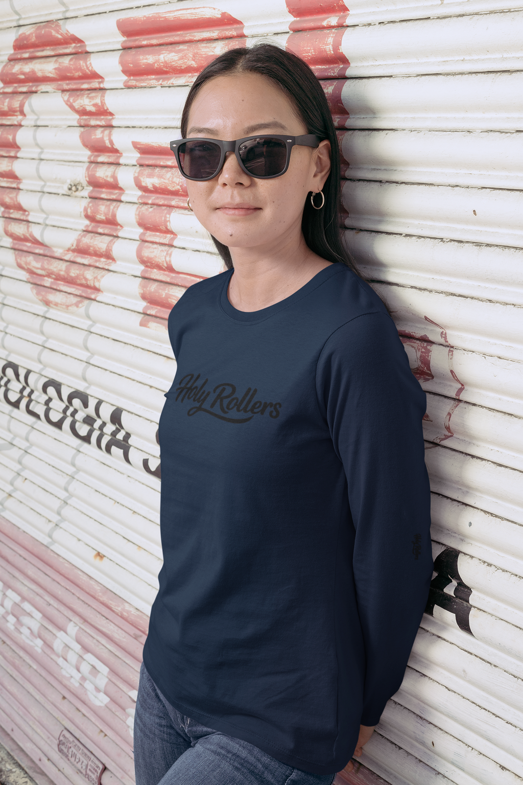 Holy Rollers Christian apparel thumbnail: Holy Rollers Performance Long Sleeve — "Not Perfect Just Forgiven" Beach Christian Shirt