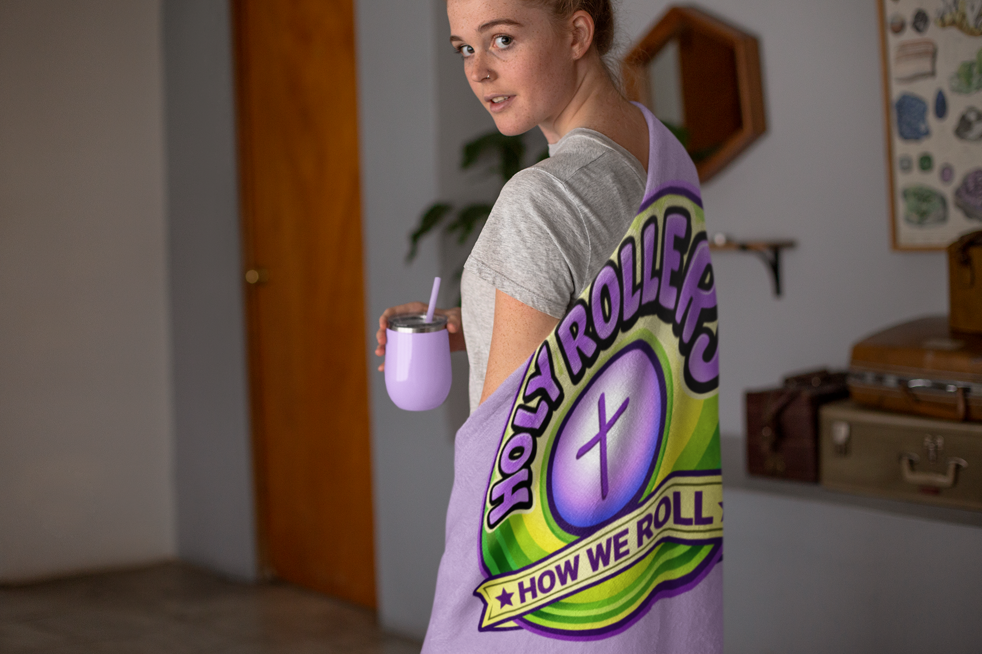 Holy Rollers Christian apparel: Holy Rollers Plush Blanket – 'How We Roll' Christian Throw