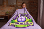 Holy Rollers Plush Blanket – 'How We Roll' Christian Throw