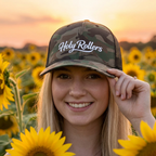 Camouflage Trucker Hat — Embroidered "Holy Rollers" Mesh Cap