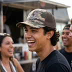 Camouflage Trucker Hat — Embroidered "Holy Rollers" Mesh Cap