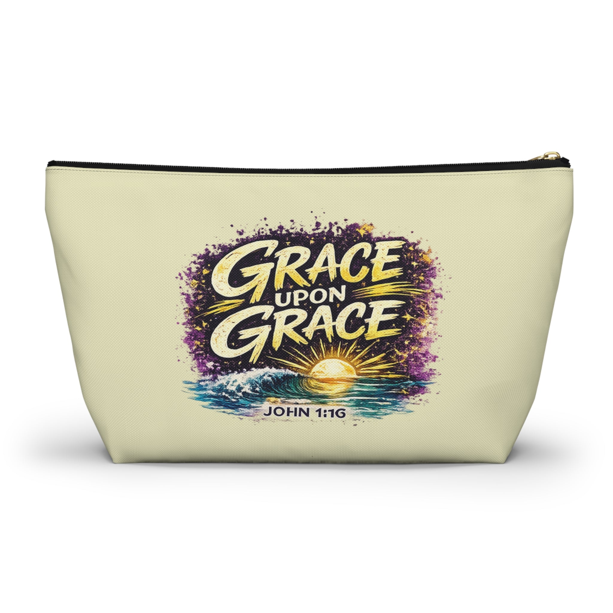Holy Rollers Christian apparel: Grace Upon Grace Accessory Pouch — 'Holy Rollers' Christian Makeup & Travel Bag