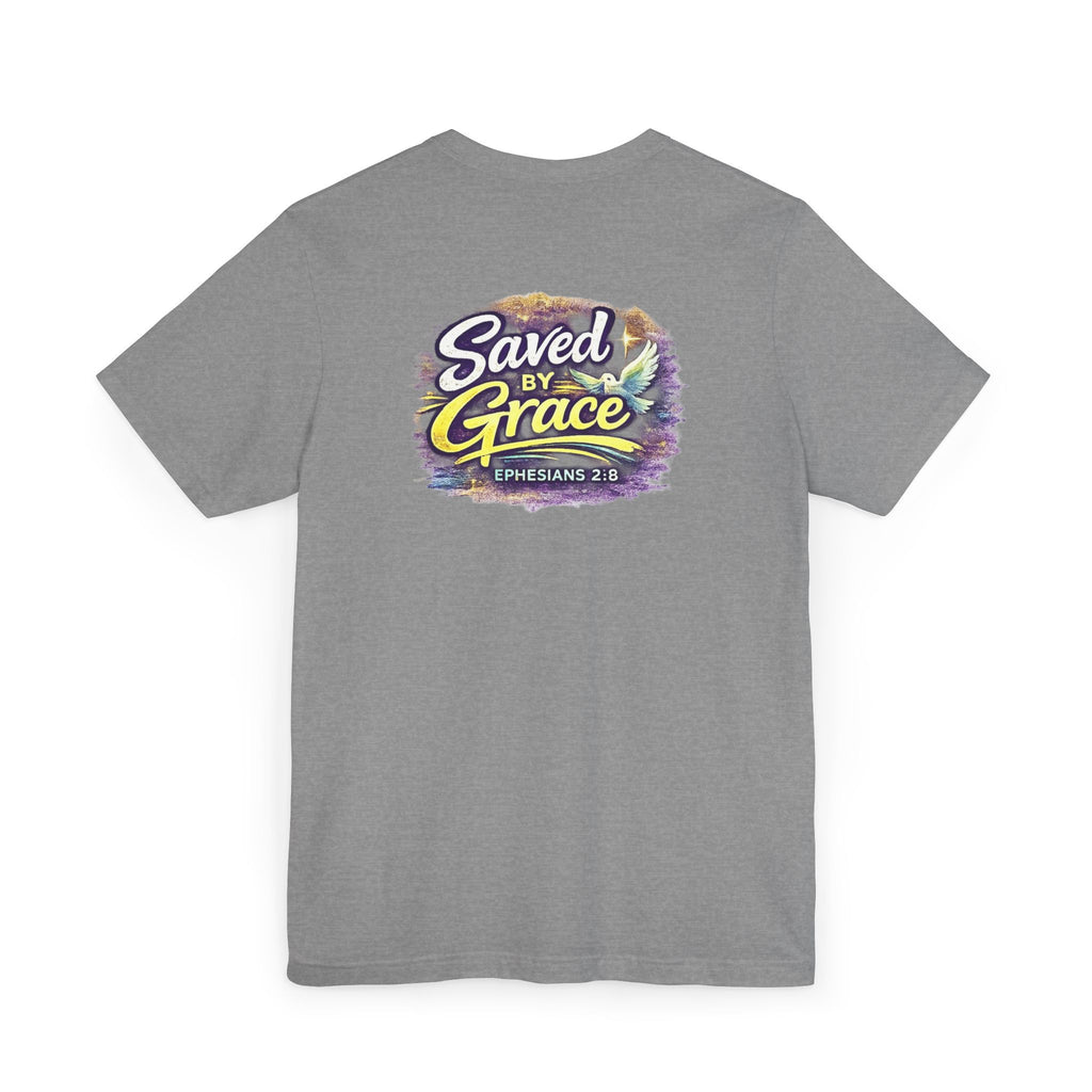 Holy Rollers Christian apparel thumbnail: Saved by Grace Holy Rollers T-Shirt | Uplifted Confident Joyful Faith Tee