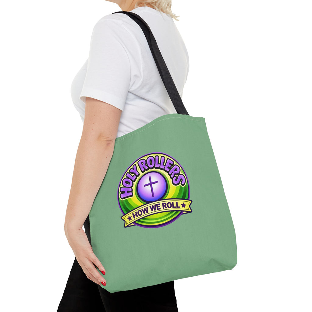 Holy Rollers Christian apparel thumbnail: Christian Tote Bag — "Rolling in His Promises" / Holy Rollers Design