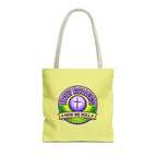 Christian Tote Bag — "Saved By Grace" / "Holy Rollers" Inspirational All-Over Print